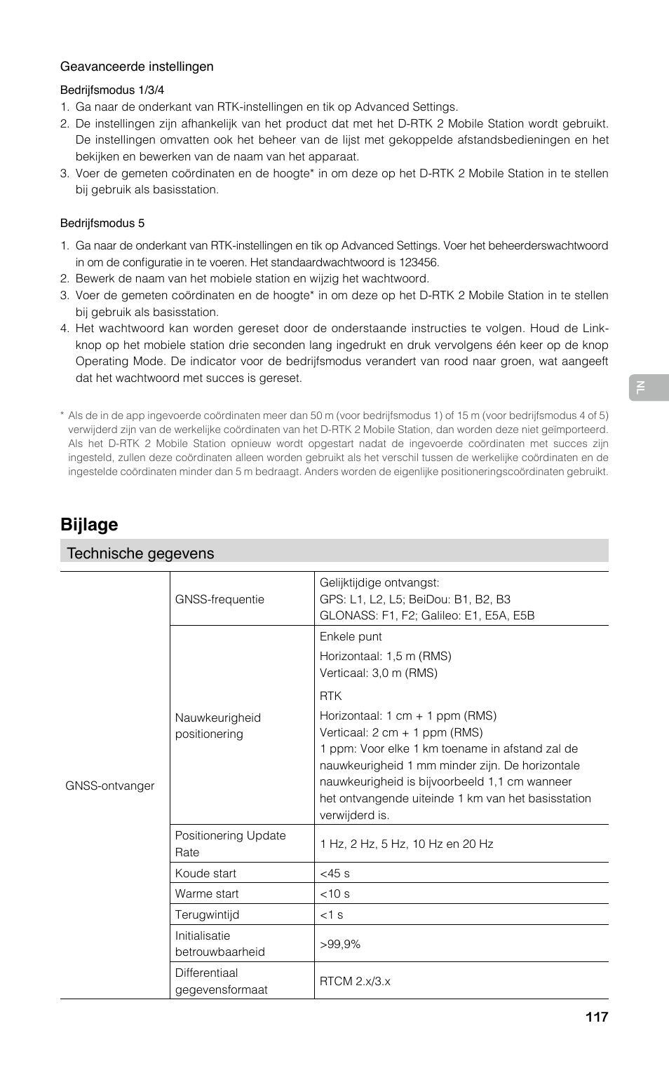 Bijlage, Technische gegevens | DJI D-RTK 2 High-Precision GNSS Mobile Station User Manual | Page 118 / 163