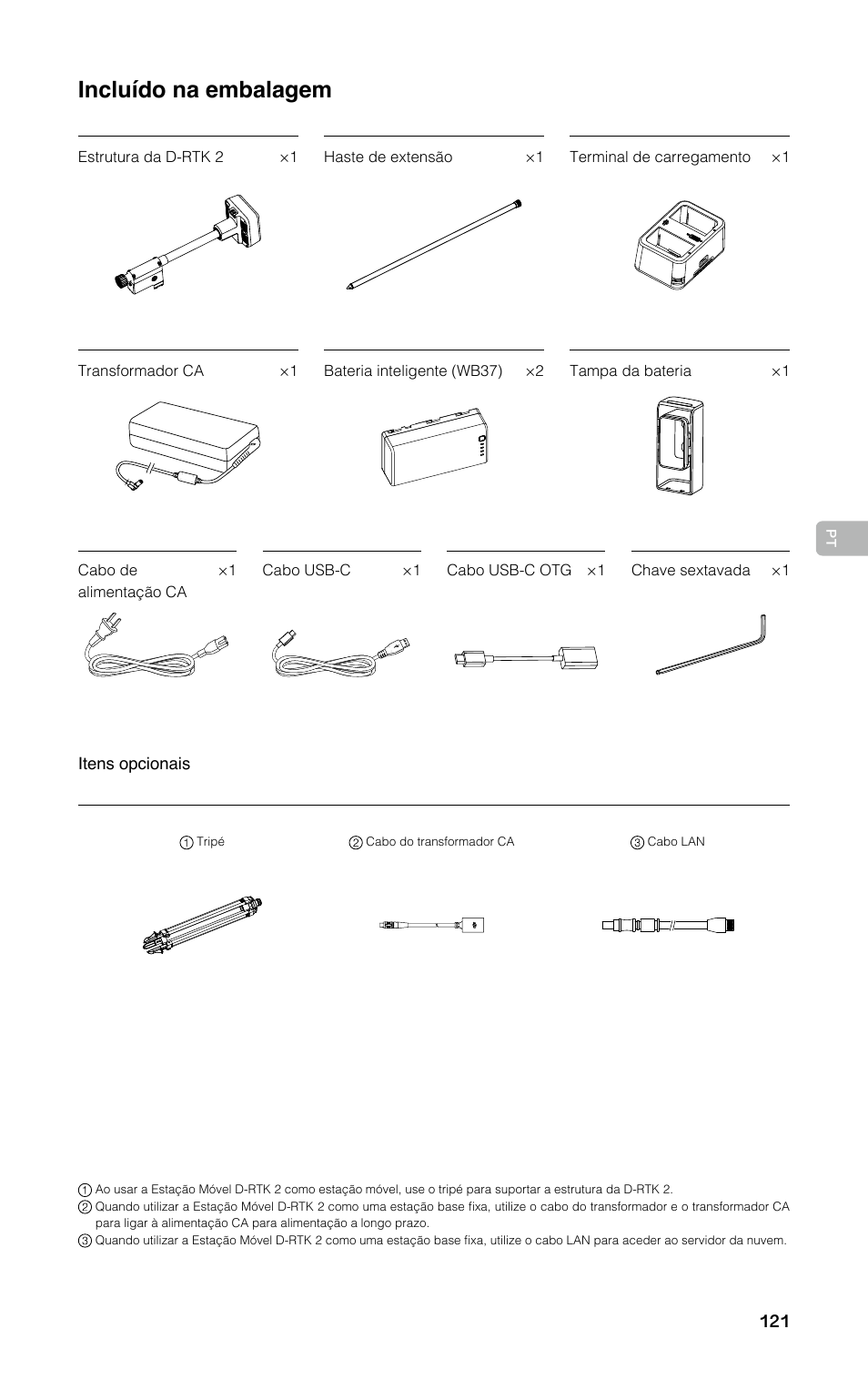 Incluído na embalagem | DJI D-RTK 2 High-Precision GNSS Mobile Station User Manual | Page 122 / 163