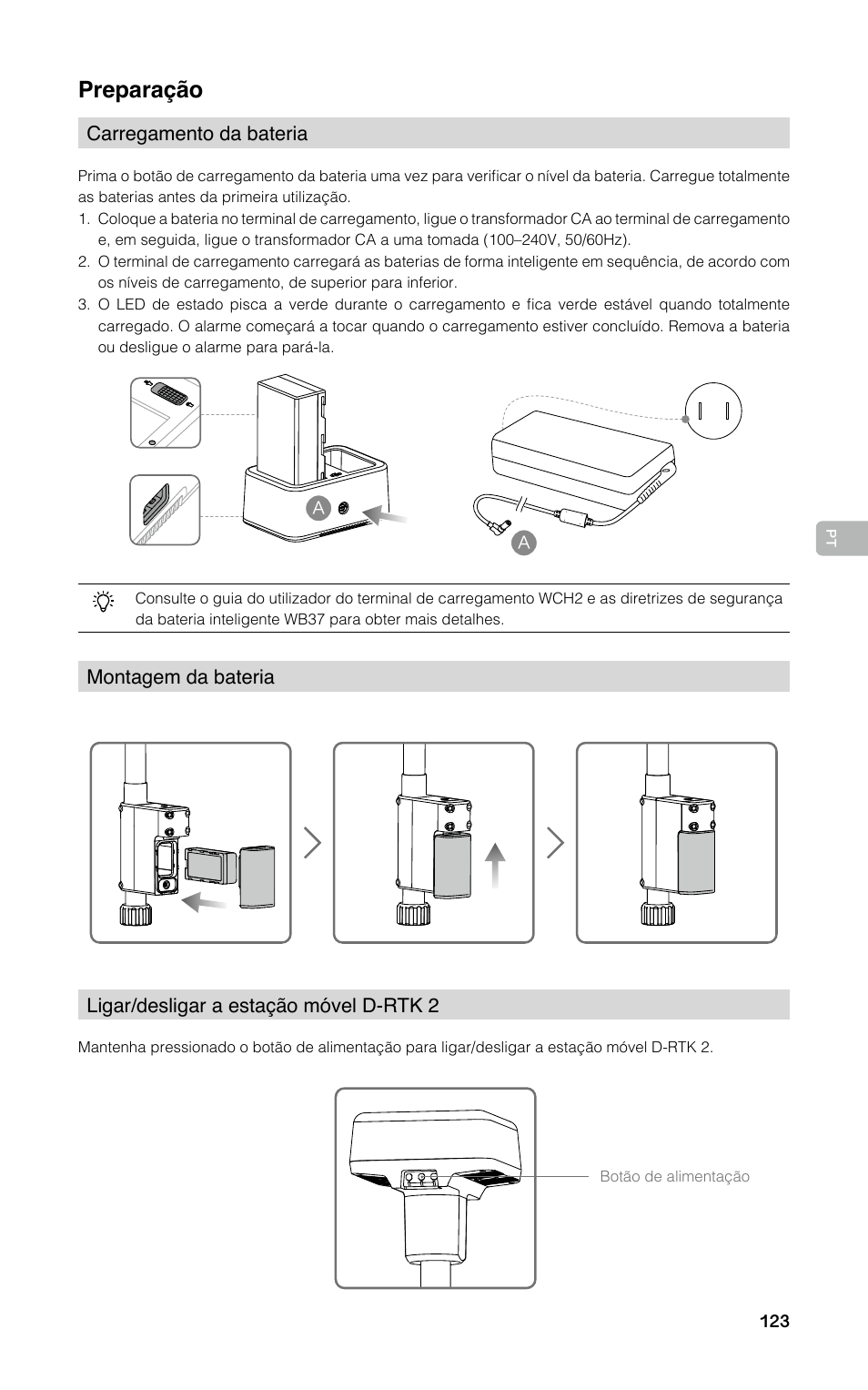 Preparação | DJI D-RTK 2 High-Precision GNSS Mobile Station User Manual | Page 124 / 163