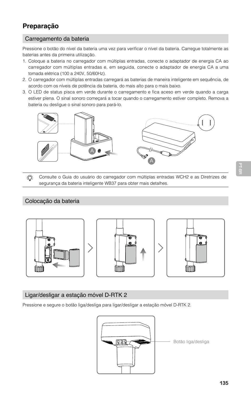 Preparação | DJI D-RTK 2 High-Precision GNSS Mobile Station User Manual | Page 136 / 163