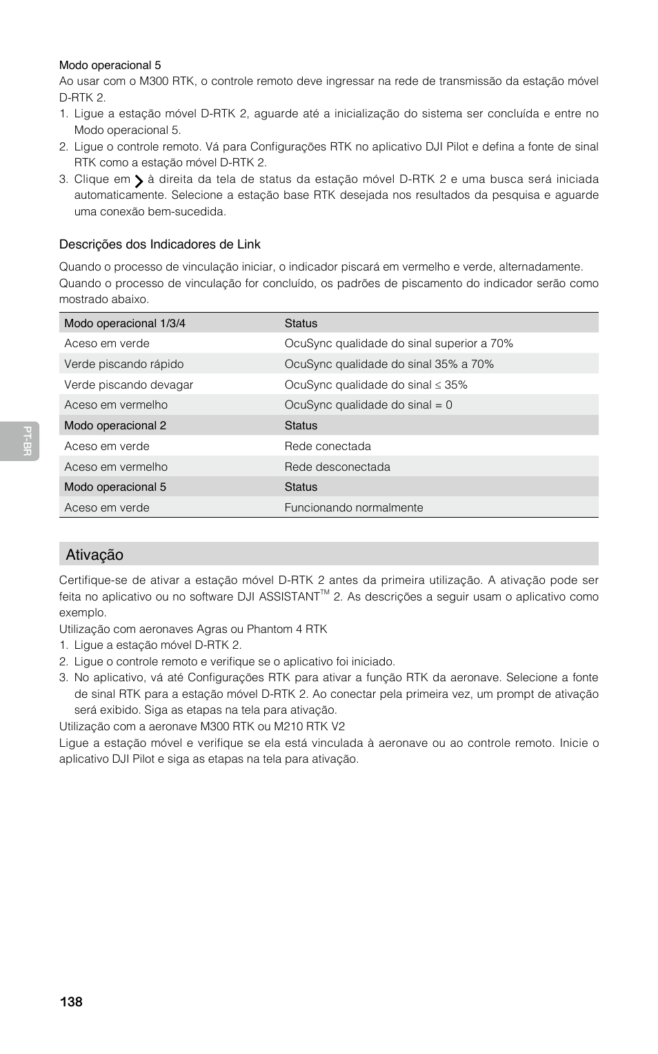Ativação | DJI D-RTK 2 High-Precision GNSS Mobile Station User Manual | Page 139 / 163