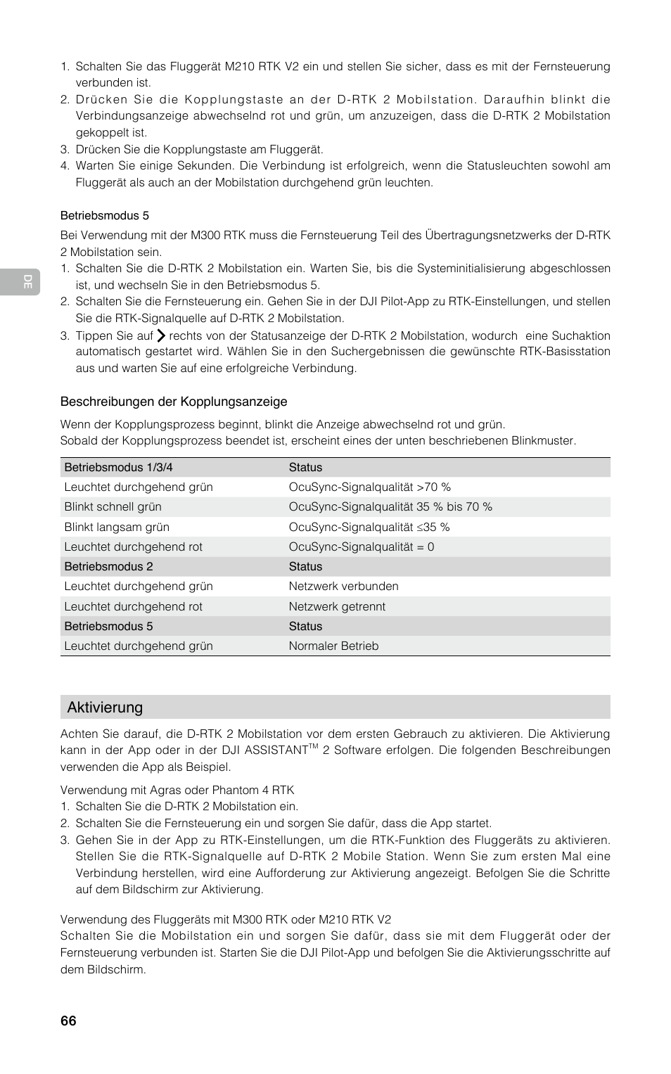 Aktivierung | DJI D-RTK 2 High-Precision GNSS Mobile Station User Manual | Page 67 / 163