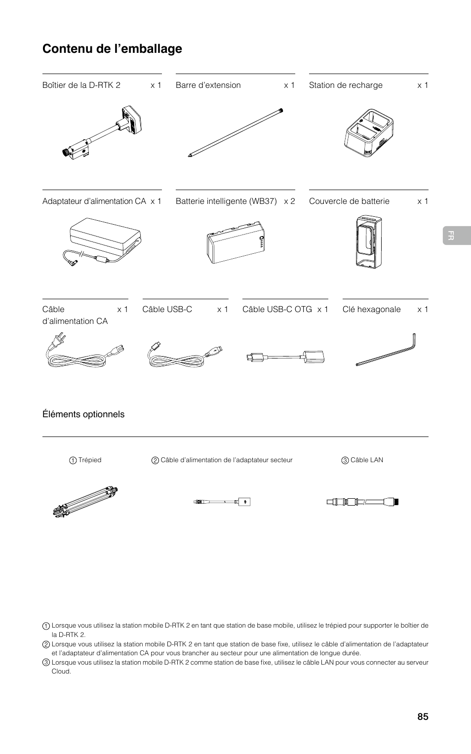 Contenu de l’emballage | DJI D-RTK 2 High-Precision GNSS Mobile Station User Manual | Page 86 / 163