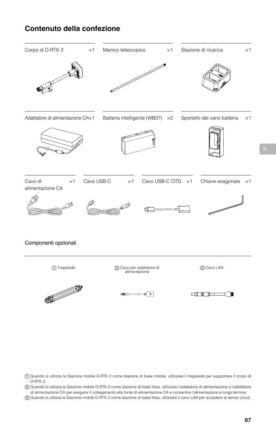Contenuto della confezione | DJI D-RTK 2 High-Precision GNSS Mobile Station User Manual | Page 98 / 163