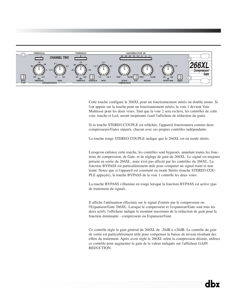 266xl, Compressor / gate | dbx Pro 266XL User Manual | Page 17 / 46