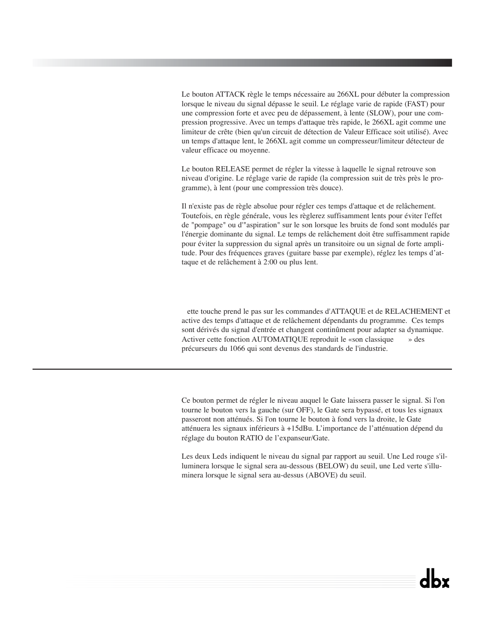 266xl, Compressor / gate | dbx Pro 266XL User Manual | Page 19 / 46