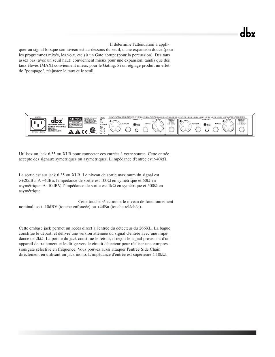 266xl, Compressor / gate | dbx Pro 266XL User Manual | Page 20 / 46