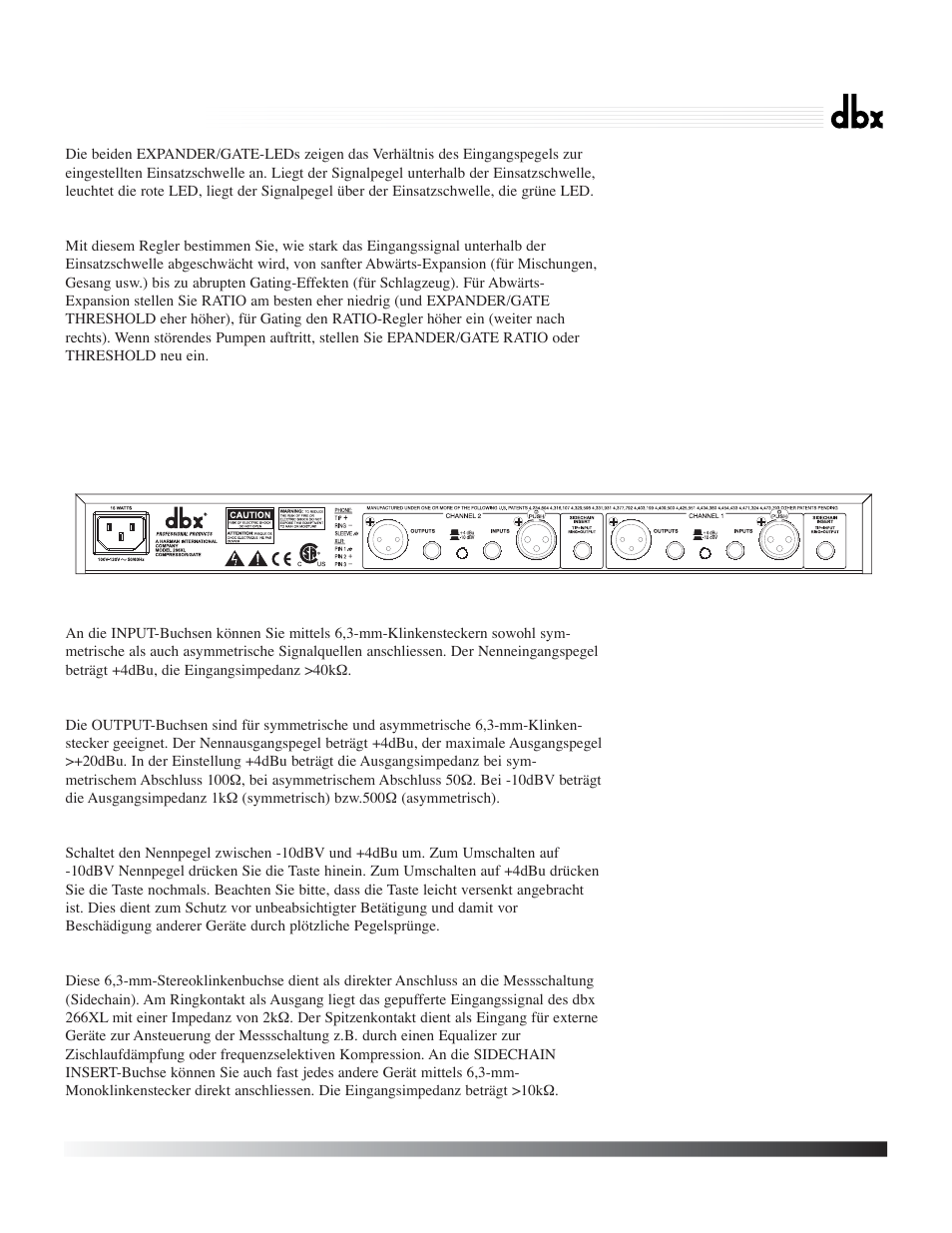 266xl, Compressor / gate | dbx Pro 266XL User Manual | Page 30 / 46