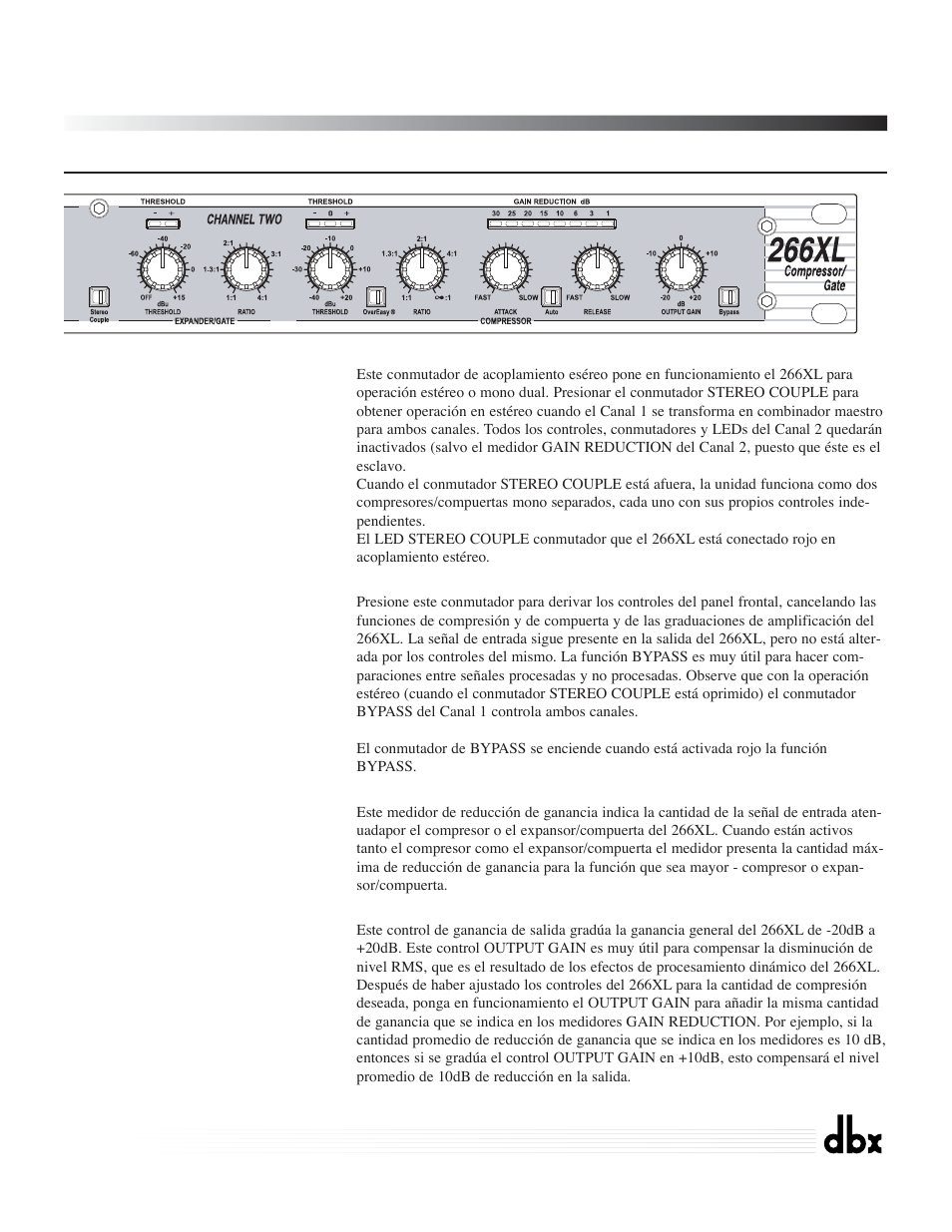 266xl, Compressor / gate | dbx Pro 266XL User Manual | Page 37 / 46