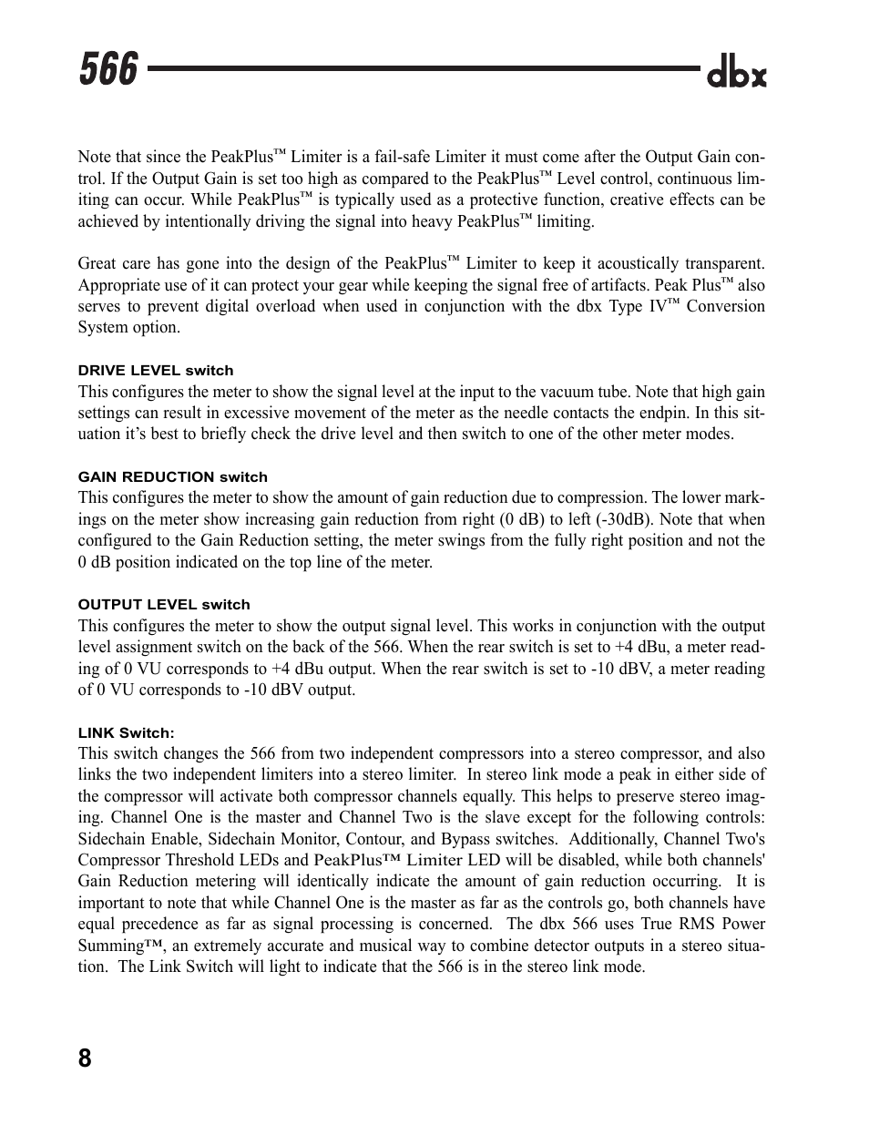 dbx Pro 566 User Manual | Page 10 / 16