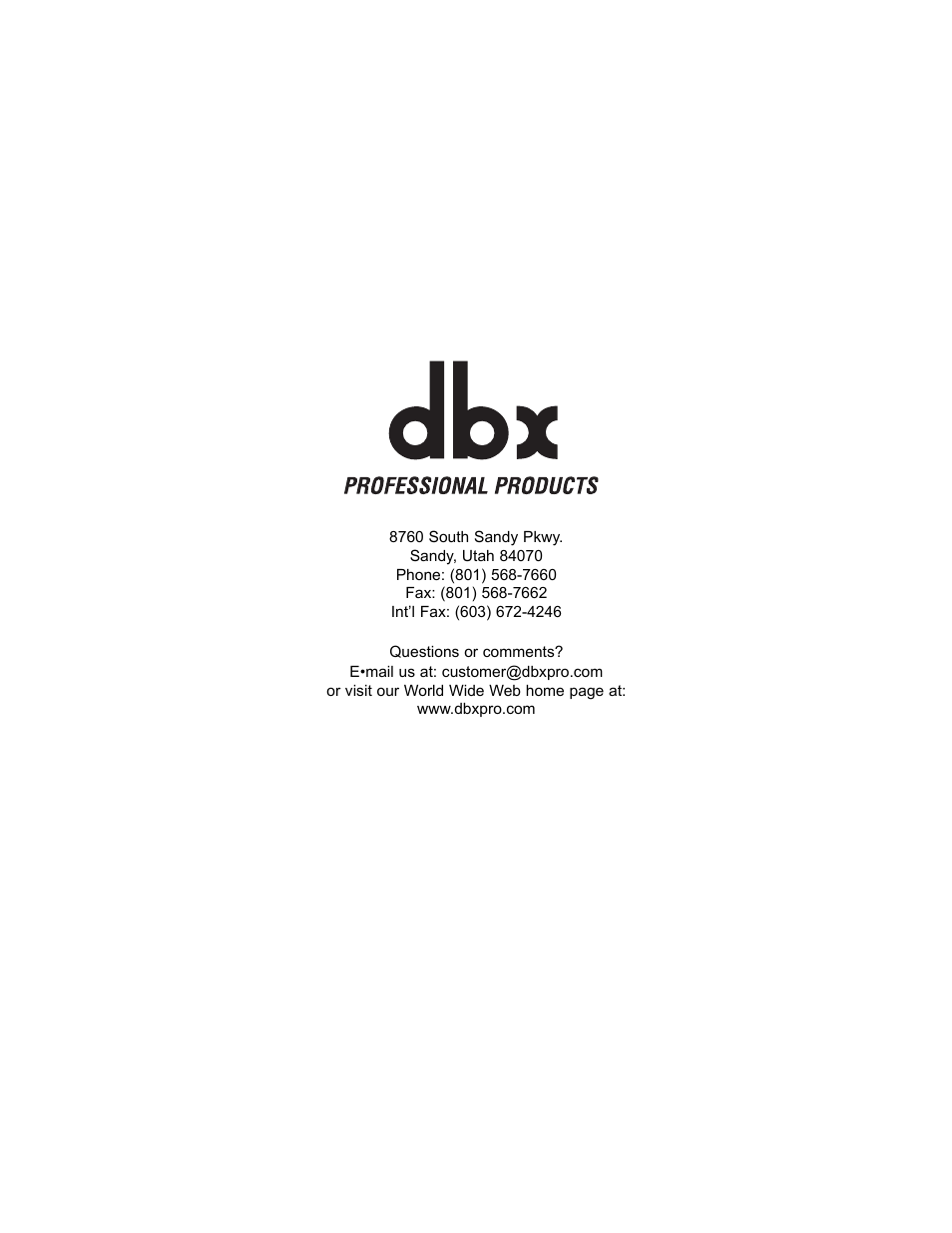 dbx Pro 566 User Manual | Page 16 / 16