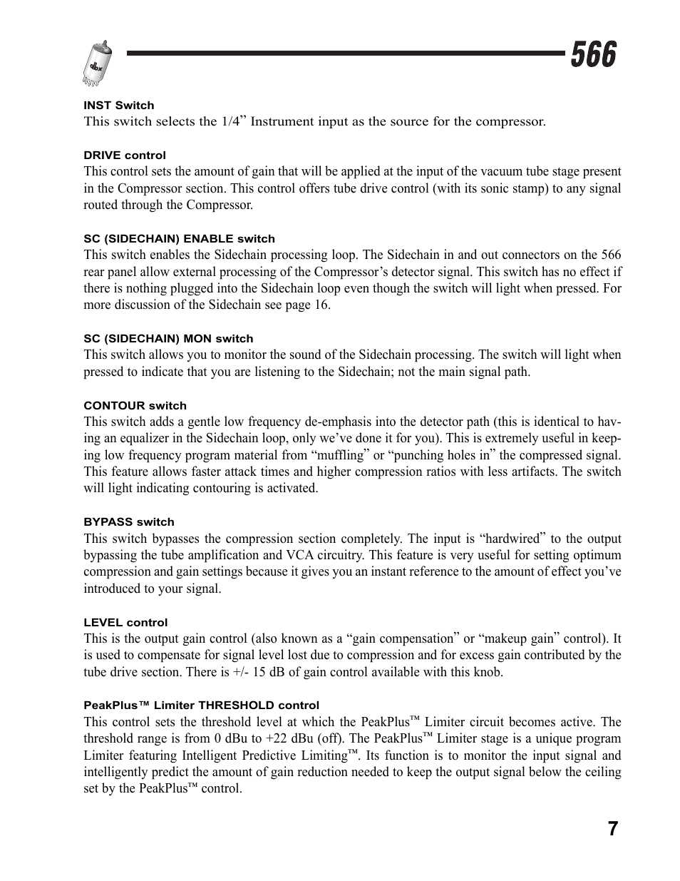 dbx Pro 566 User Manual | Page 9 / 16