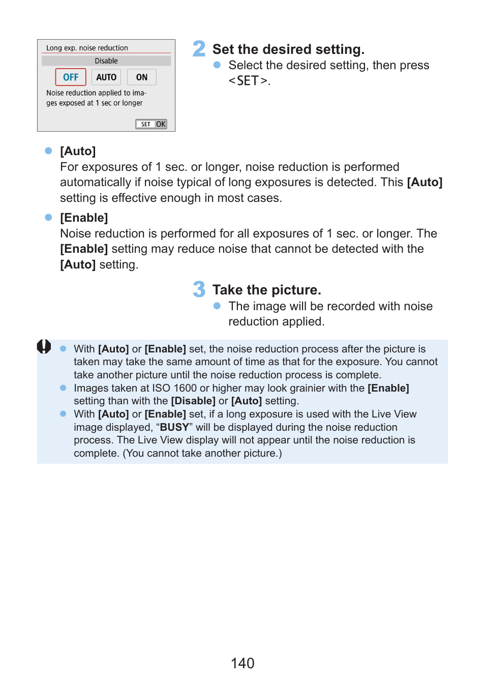 Set the desired setting, Take the picture | Canon EOS Rebel SL3 DSLR Camera with 18-55mm Lens (Black) User Manual | Page 140 / 493