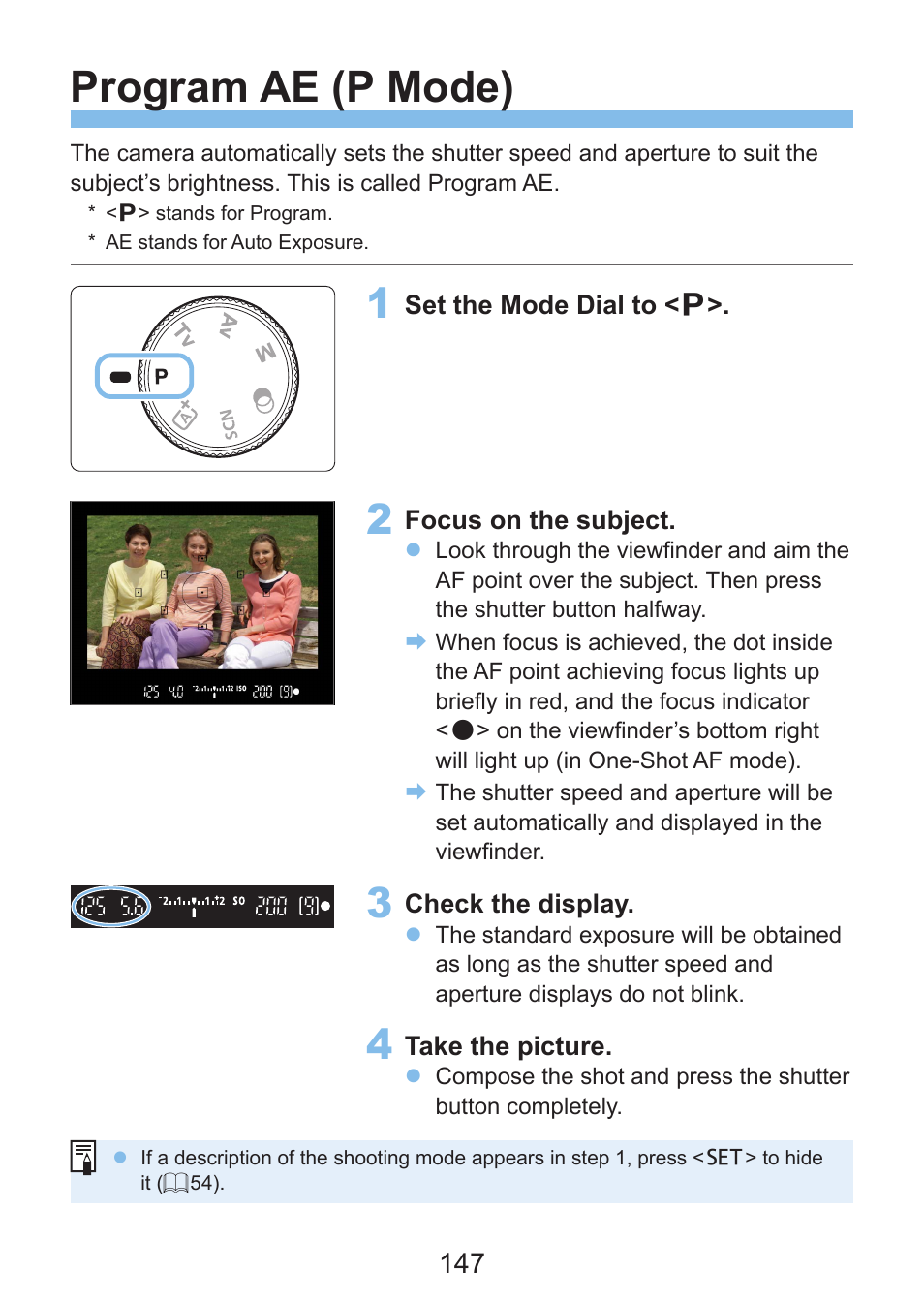 Program ae (p mode) | Canon EOS Rebel SL3 DSLR Camera with 18-55mm Lens (Black) User Manual | Page 147 / 493