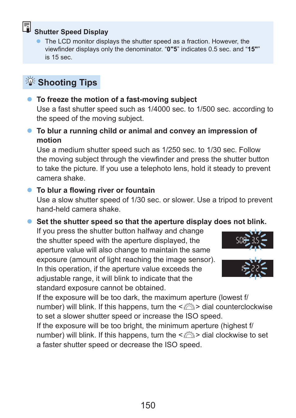 150) for advice, Shooting tips | Canon EOS Rebel SL3 DSLR Camera with 18-55mm Lens (Black) User Manual | Page 150 / 493