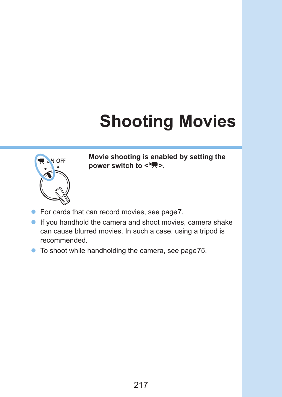 Shooting movies, Movie shooting | Canon EOS Rebel SL3 DSLR Camera with 18-55mm Lens (Black) User Manual | Page 217 / 493