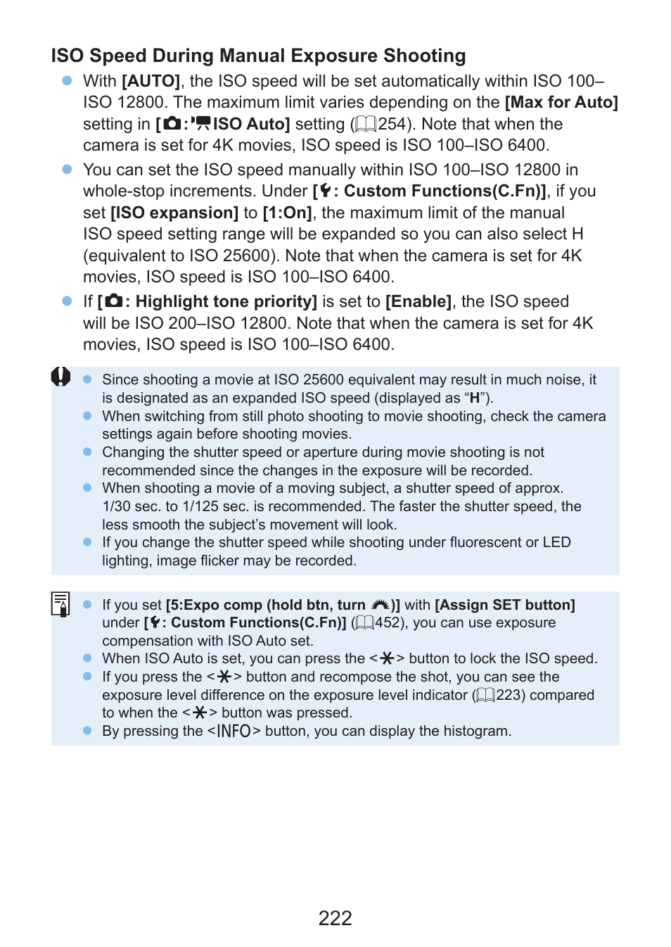 Iso speed during manual exposure shooting | Canon EOS Rebel SL3 DSLR Camera with 18-55mm Lens (Black) User Manual | Page 222 / 493