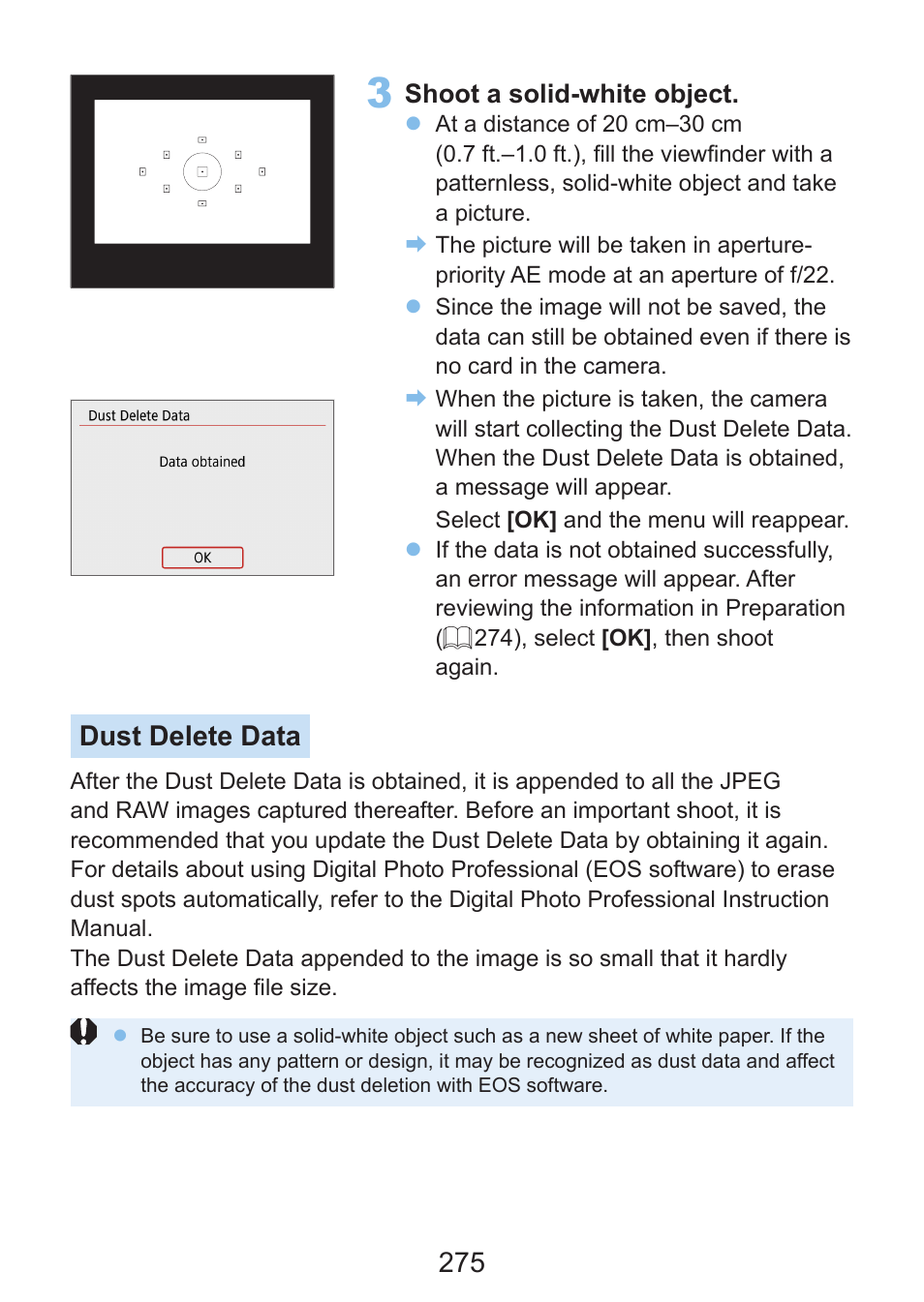 Dust delete data | Canon EOS Rebel SL3 DSLR Camera with 18-55mm Lens (Black) User Manual | Page 275 / 493