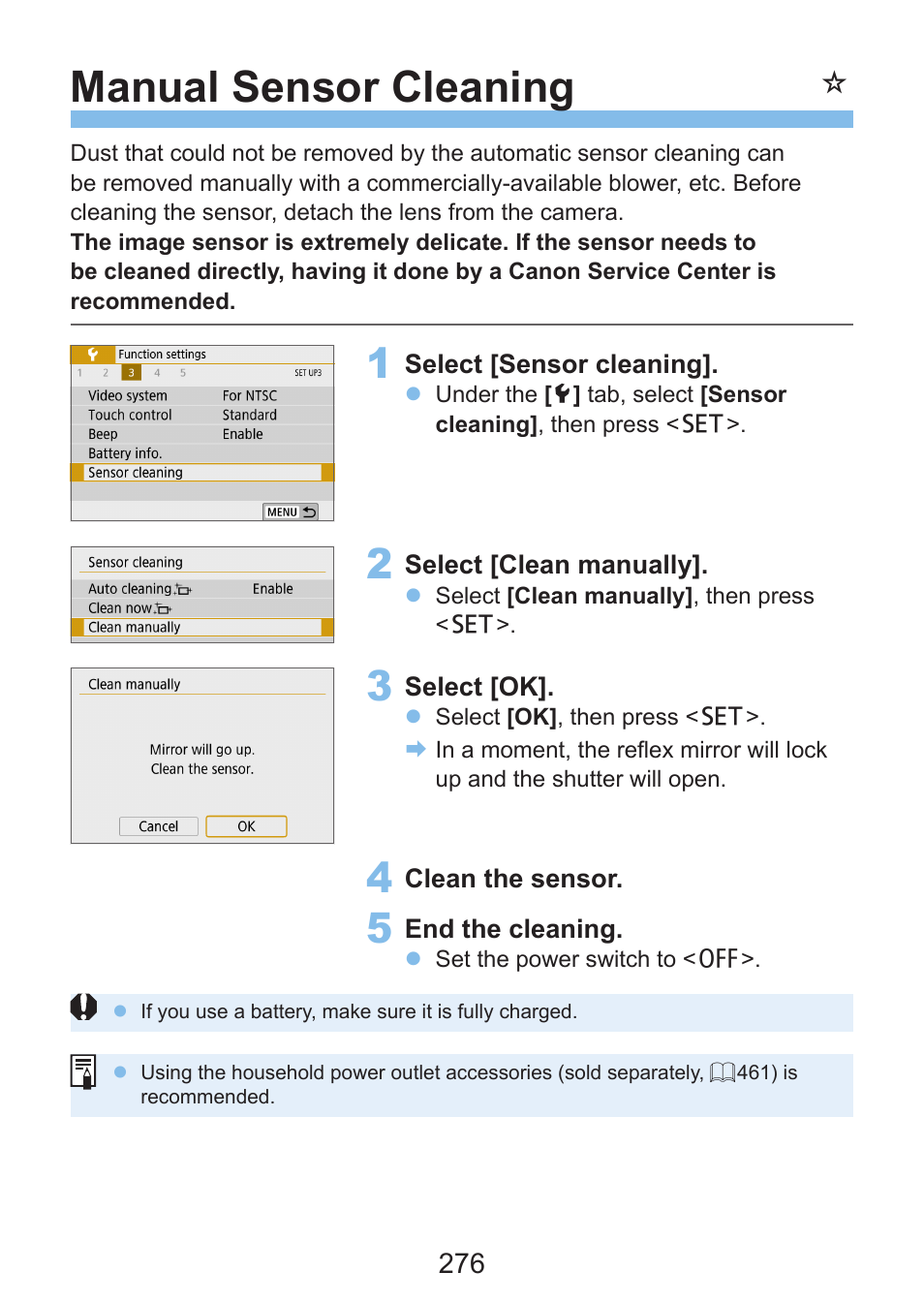 Manual sensor cleaning | Canon EOS Rebel SL3 DSLR Camera with 18-55mm Lens (Black) User Manual | Page 276 / 493