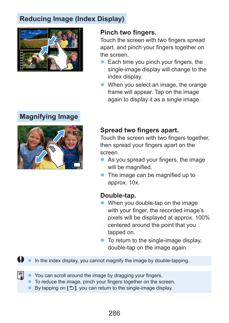 286 reducing image (index display), Magnifying image | Canon EOS Rebel SL3 DSLR Camera with 18-55mm Lens (Black) User Manual | Page 286 / 493