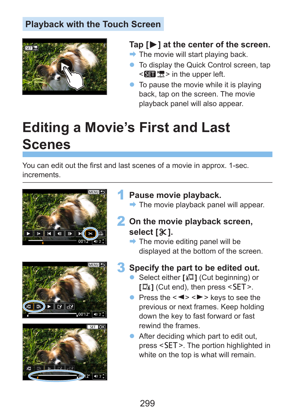 Editing a movie’s first and last scenes, Edited | Canon EOS Rebel SL3 DSLR Camera with 18-55mm Lens (Black) User Manual | Page 299 / 493