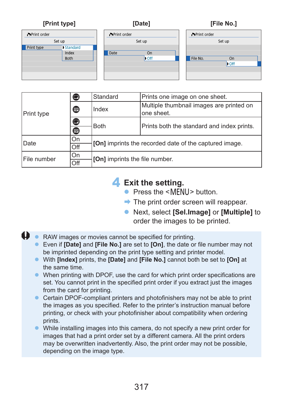 Exit the setting | Canon EOS Rebel SL3 DSLR Camera with 18-55mm Lens (Black) User Manual | Page 317 / 493