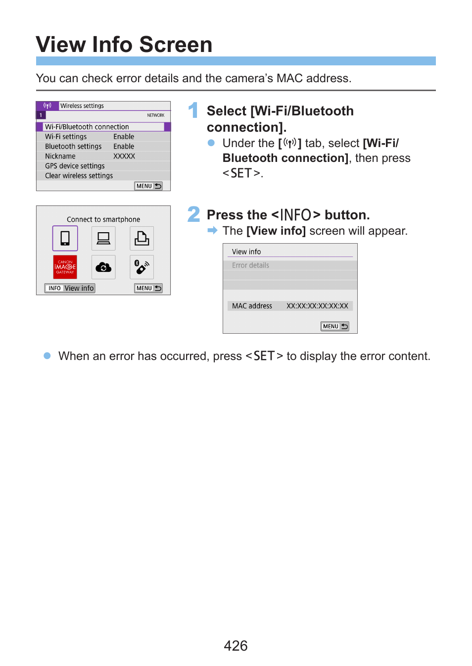 View info screen | Canon EOS Rebel SL3 DSLR Camera with 18-55mm Lens (Black) User Manual | Page 426 / 493