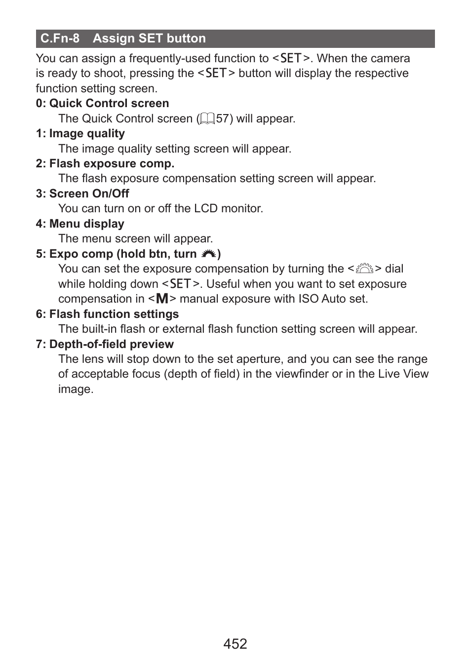 452), you can use exposure | Canon EOS Rebel SL3 DSLR Camera with 18-55mm Lens (Black) User Manual | Page 452 / 493