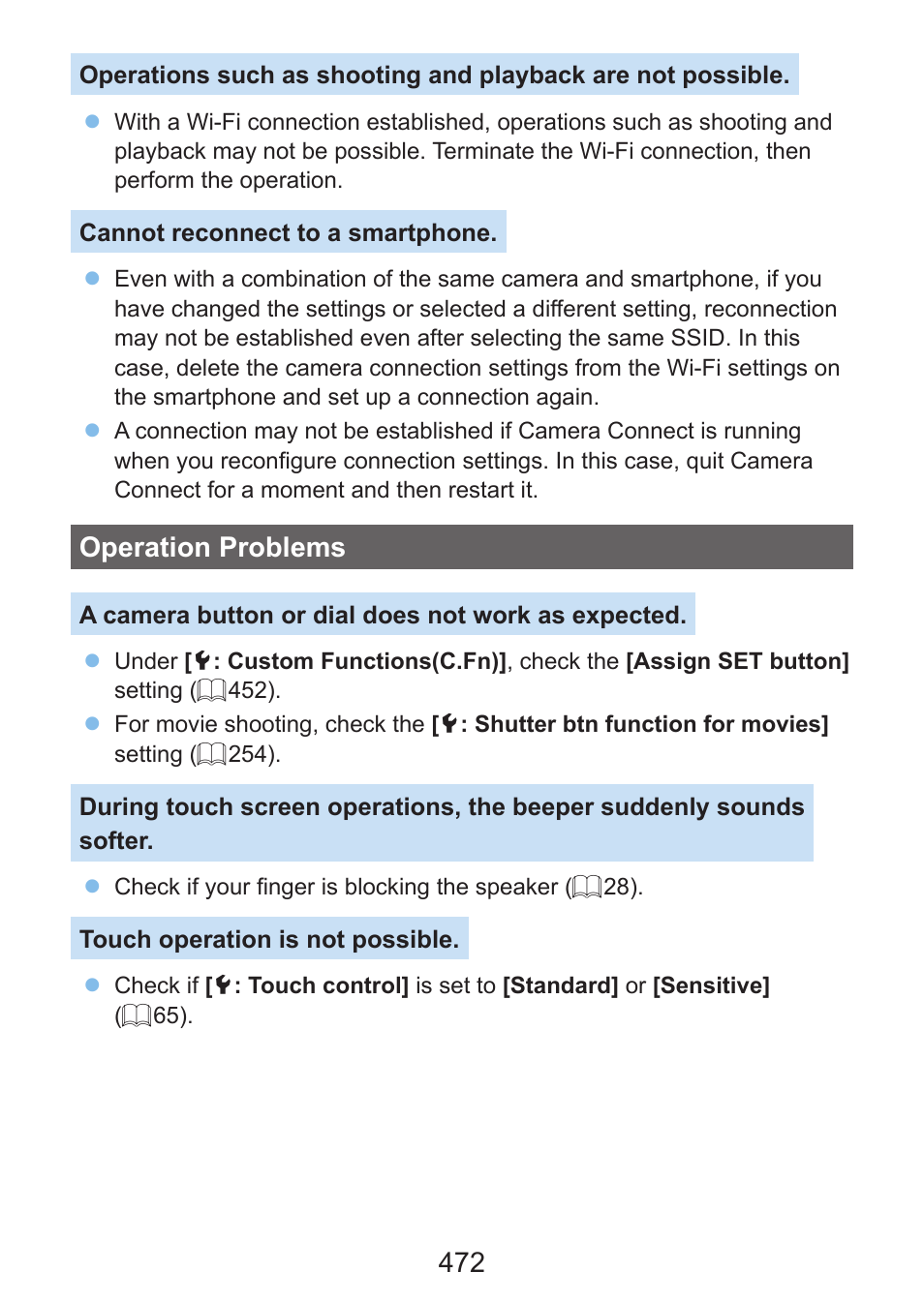 Operation problems | Canon EOS Rebel SL3 DSLR Camera with 18-55mm Lens (Black) User Manual | Page 472 / 493