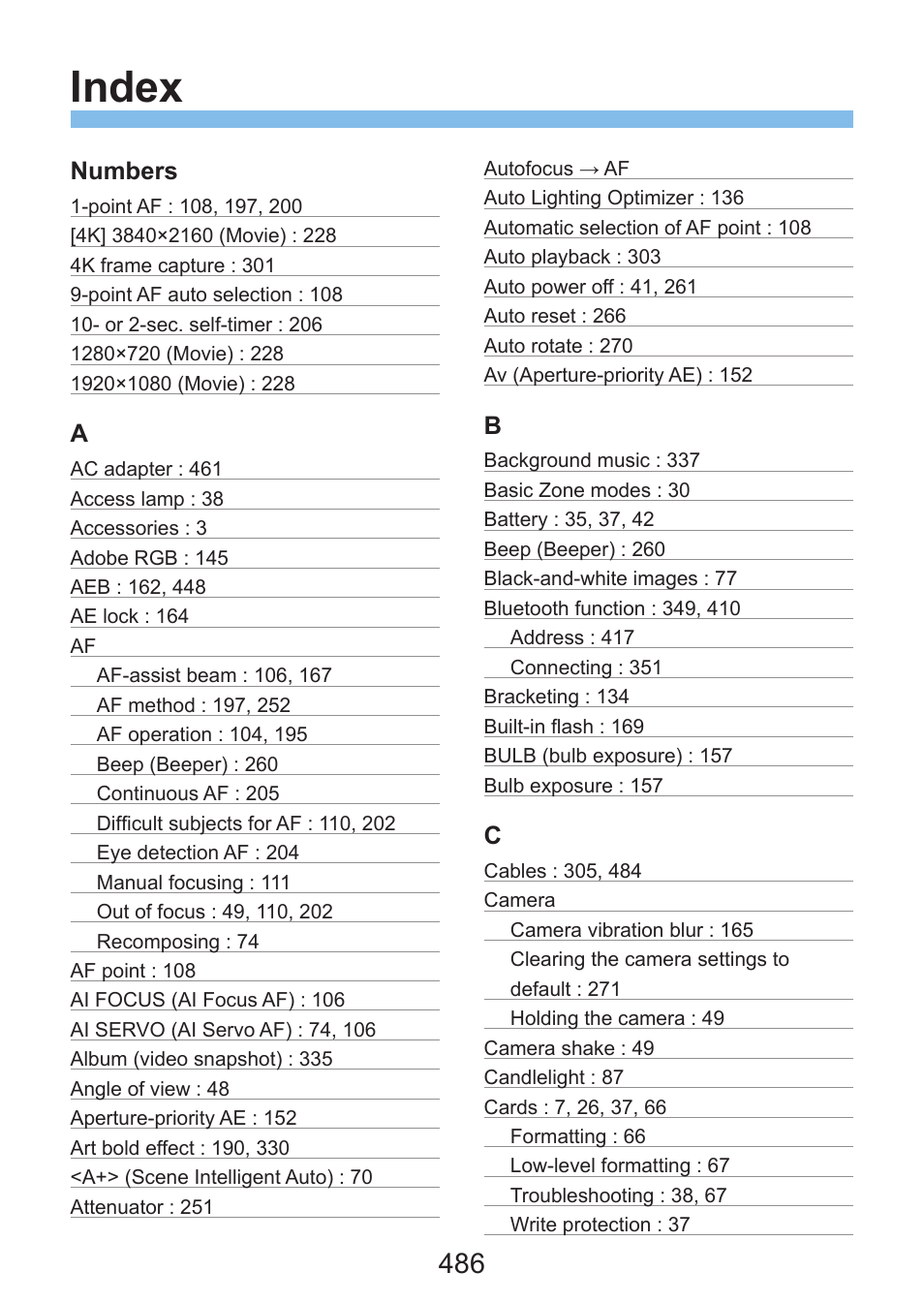 Index | Canon EOS Rebel SL3 DSLR Camera with 18-55mm Lens (Black) User Manual | Page 486 / 493