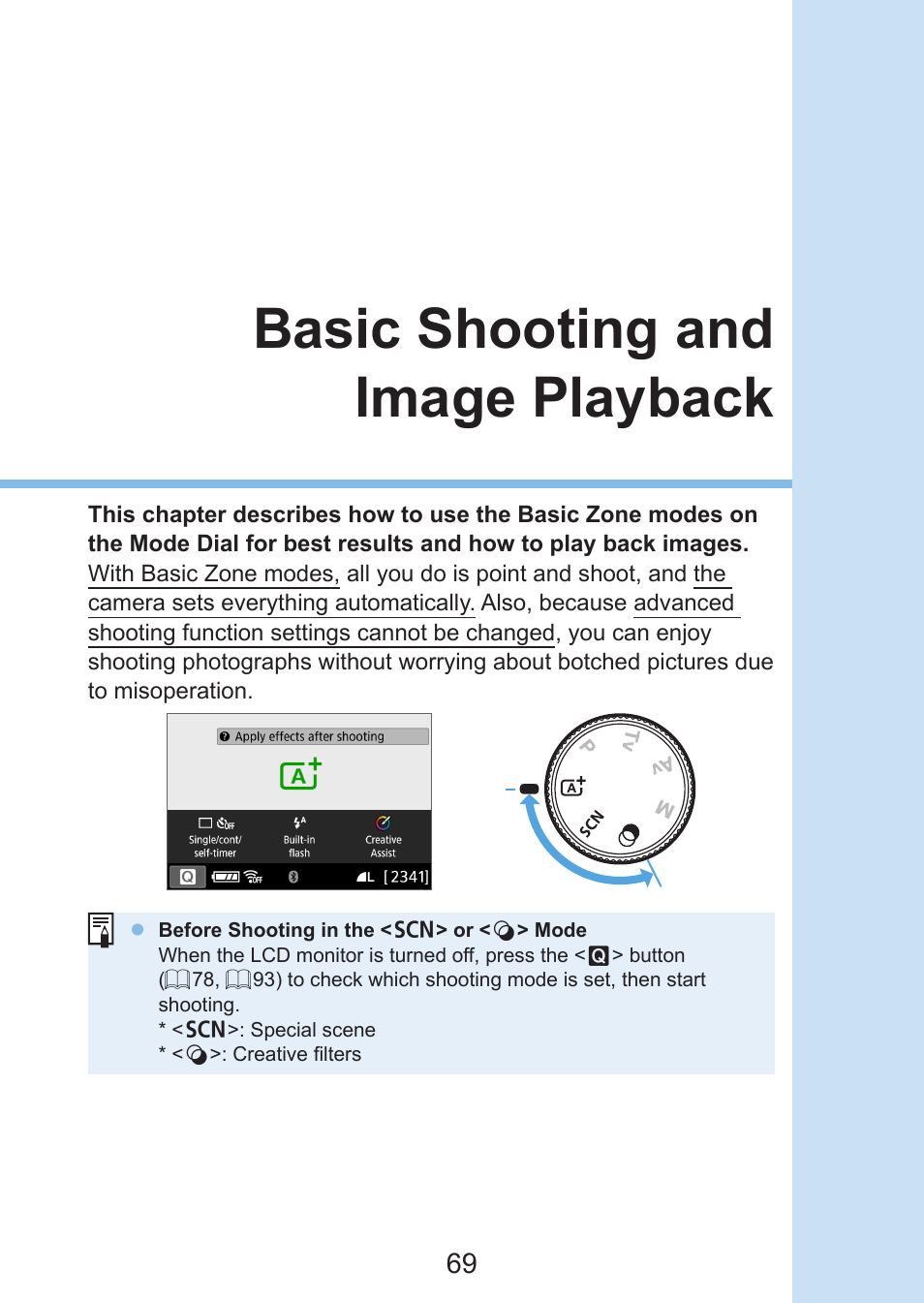 Basic shooting and image playback | Canon EOS Rebel SL3 DSLR Camera with 18-55mm Lens (Black) User Manual | Page 69 / 493