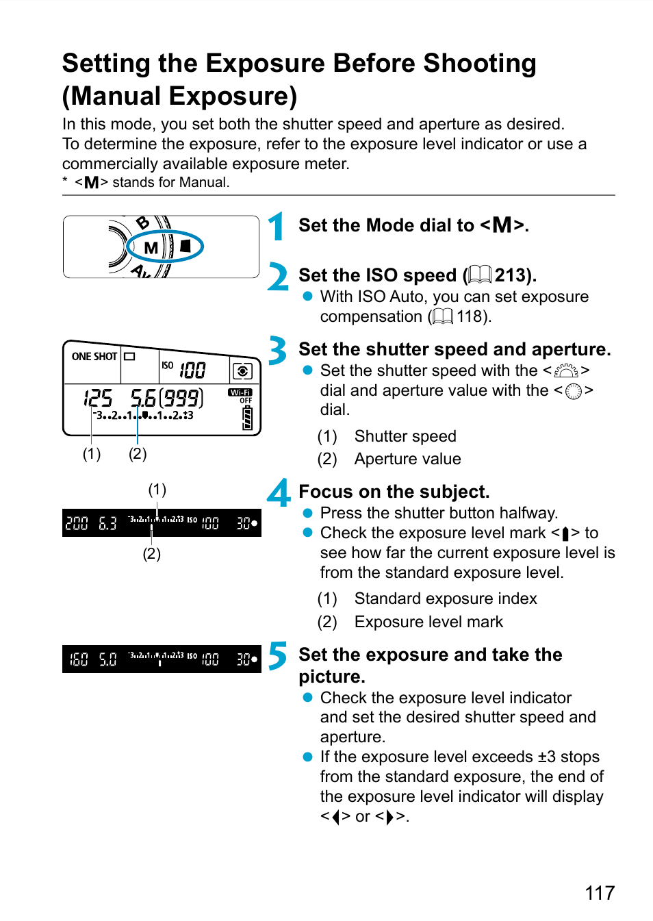 Manual exposure | Canon EOS 90D DSLR Camera with 18-135mm Lens User Manual | Page 117 / 646