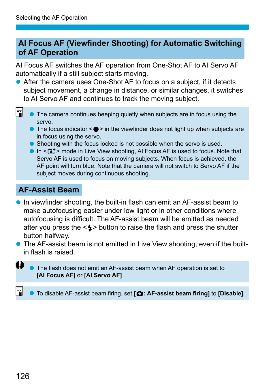 Af-assist beam | Canon EOS 90D DSLR Camera with 18-135mm Lens User Manual | Page 126 / 646