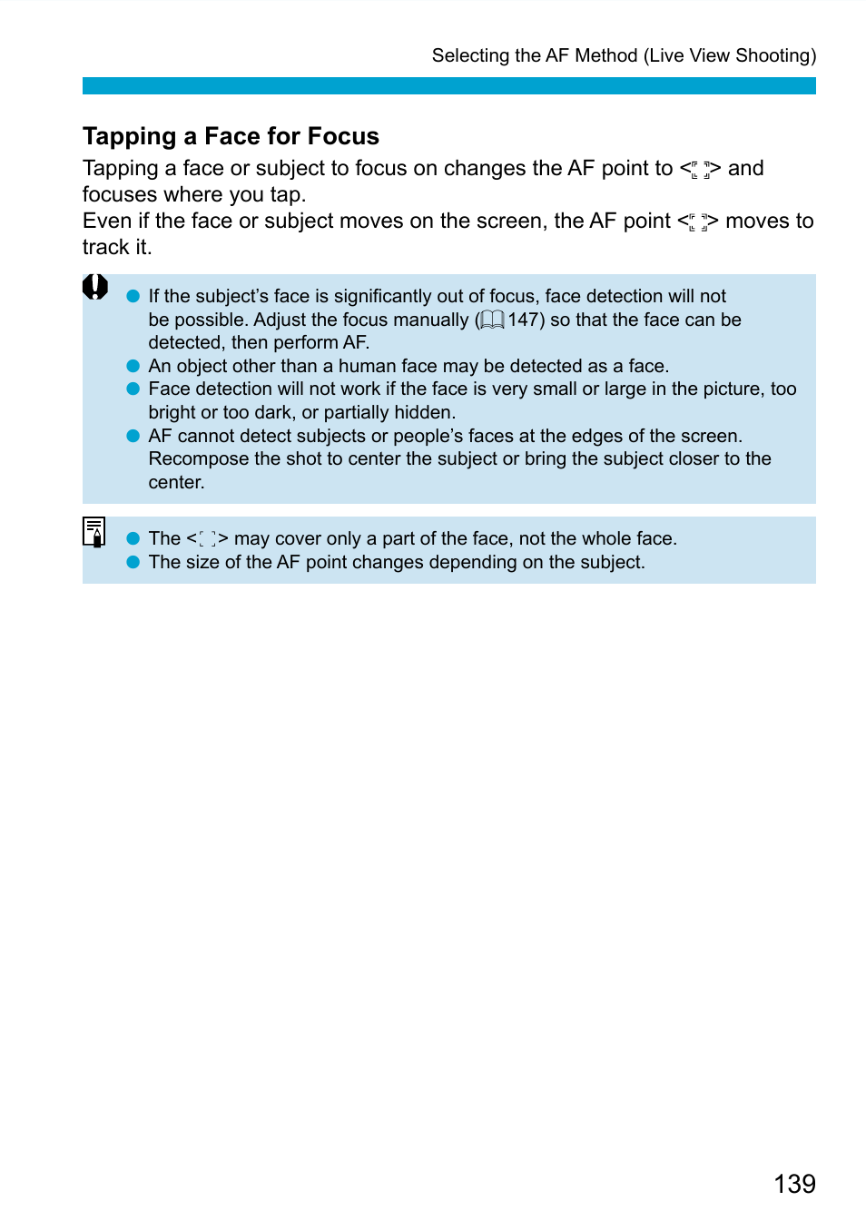 Tapping a face for focus | Canon EOS 90D DSLR Camera with 18-135mm Lens User Manual | Page 139 / 646