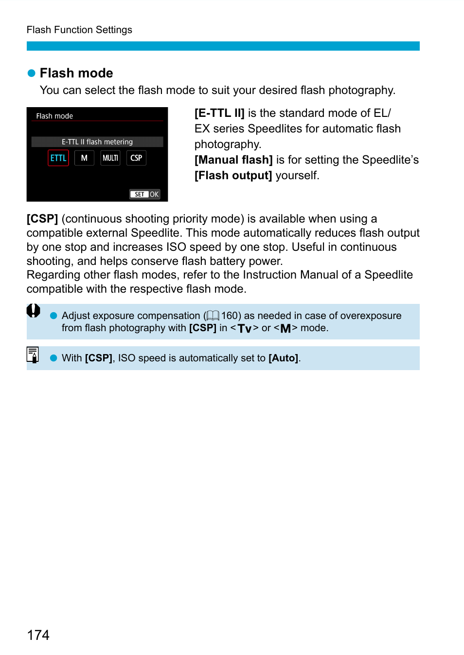 Flash mode | Canon EOS 90D DSLR Camera with 18-135mm Lens User Manual | Page 174 / 646