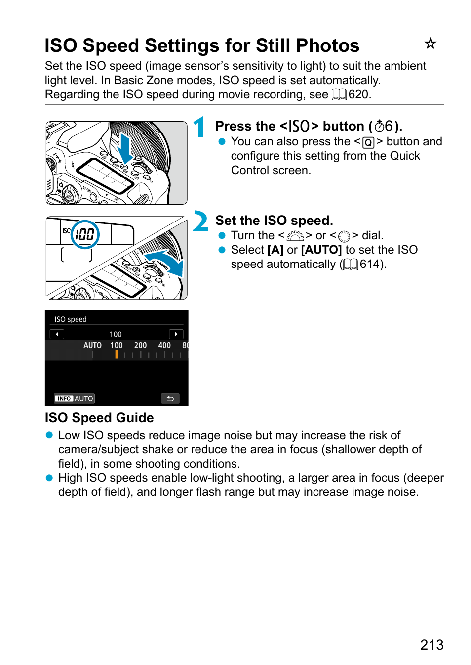 Iso speed settings for still photos | Canon EOS 90D DSLR Camera with 18-135mm Lens User Manual | Page 213 / 646