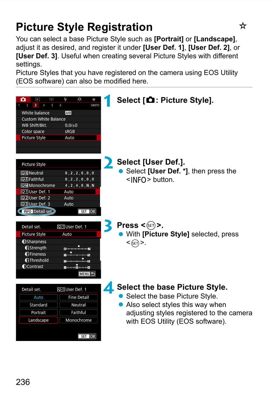 Picture style registration, 236). with any of the user | Canon EOS 90D DSLR Camera with 18-135mm Lens User Manual | Page 236 / 646