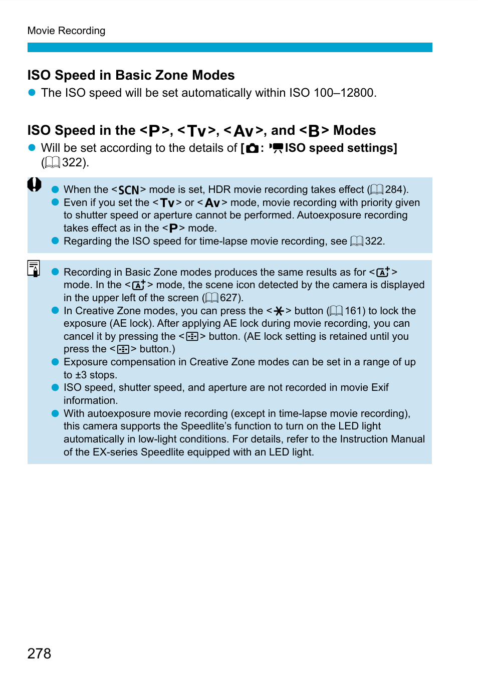 Iso speed in basic zone modes | Canon EOS 90D DSLR Camera with 18-135mm Lens User Manual | Page 278 / 646