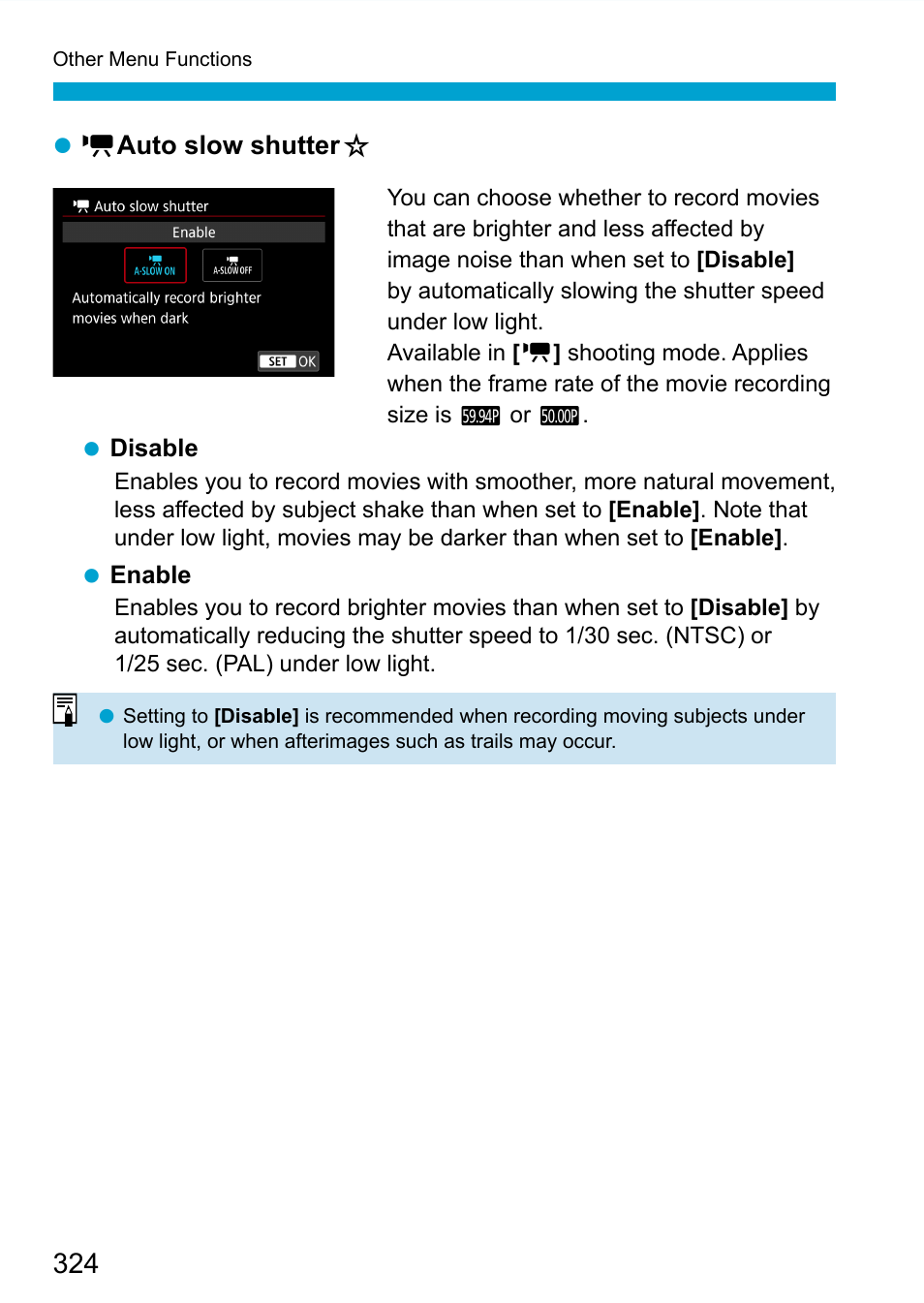 Auto slow shutter | Canon EOS 90D DSLR Camera with 18-135mm Lens User Manual | Page 324 / 646