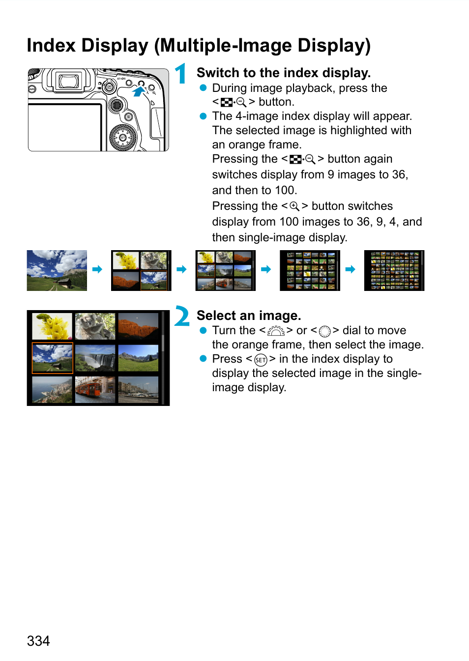 Index display (multiple-image display) | Canon EOS 90D DSLR Camera with 18-135mm Lens User Manual | Page 334 / 646