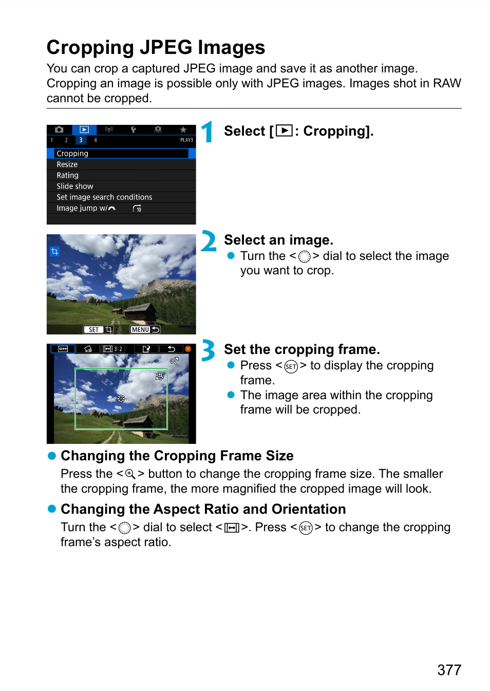 Cropping jpeg images | Canon EOS 90D DSLR Camera with 18-135mm Lens User Manual | Page 377 / 646