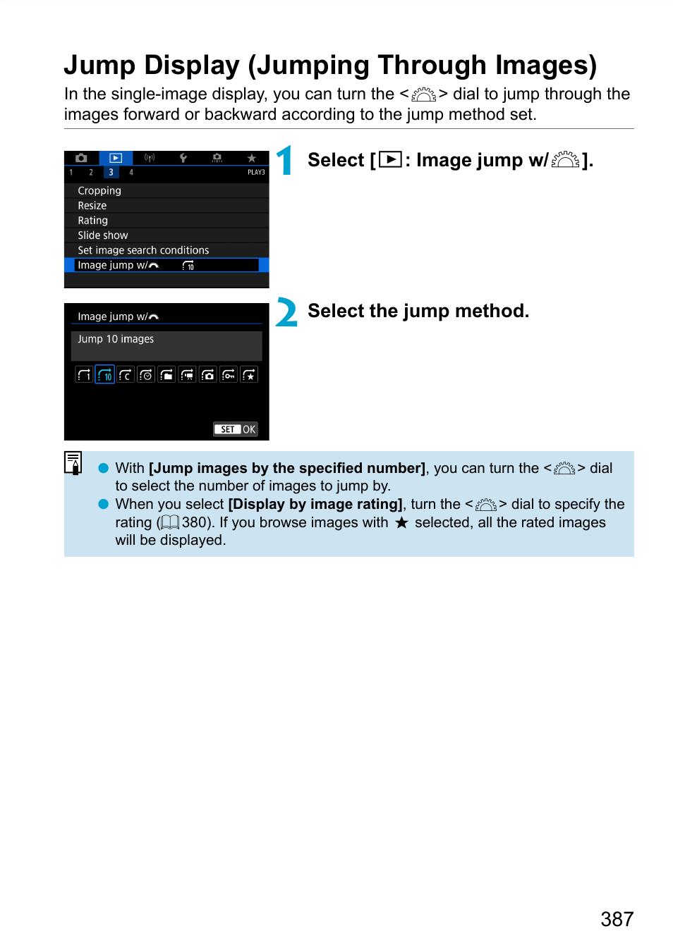Jump display (jumping through images) | Canon EOS 90D DSLR Camera with 18-135mm Lens User Manual | Page 387 / 646