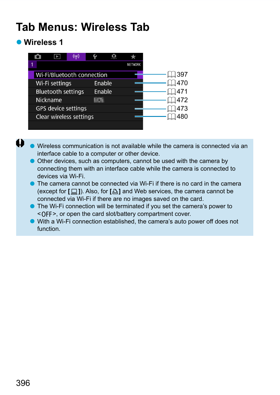 Tab menus: wireless tab, Wireless 1 | Canon EOS 90D DSLR Camera with 18-135mm Lens User Manual | Page 396 / 646