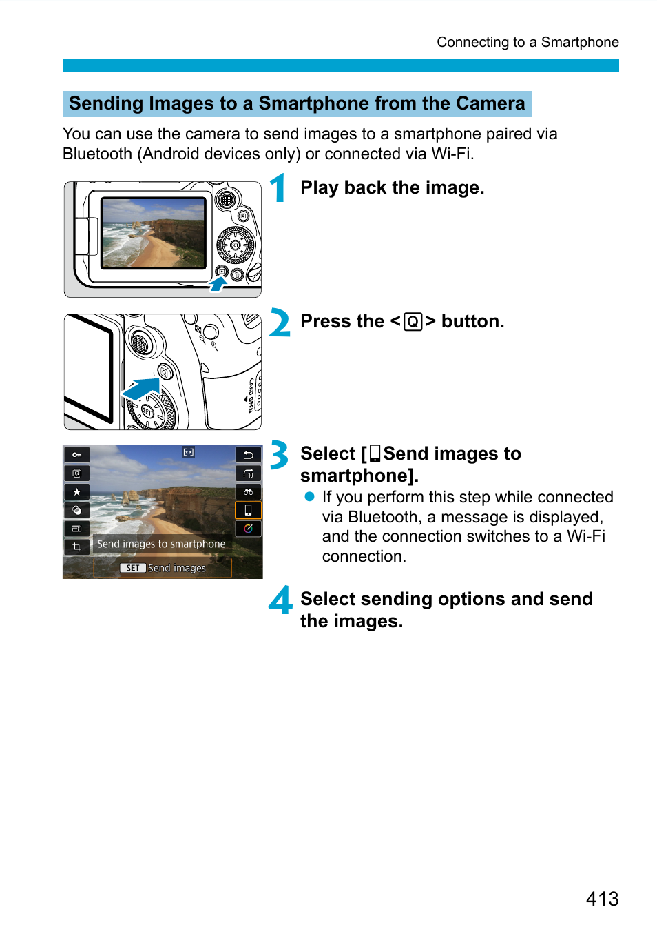 Images to the smartphone, Quick control screen during playback | Canon EOS 90D DSLR Camera with 18-135mm Lens User Manual | Page 413 / 646