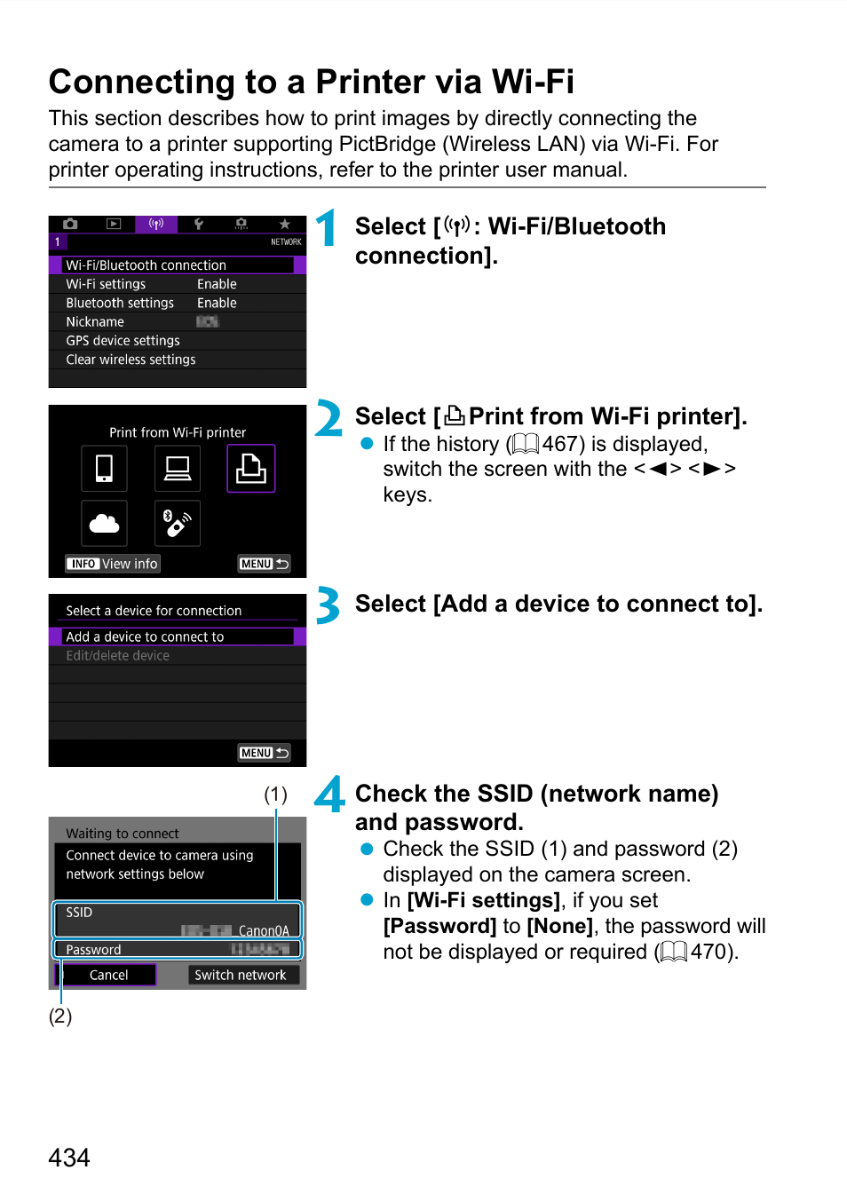 Connecting to a printer via wi-fi | Canon EOS 90D DSLR Camera with 18-135mm Lens User Manual | Page 434 / 646