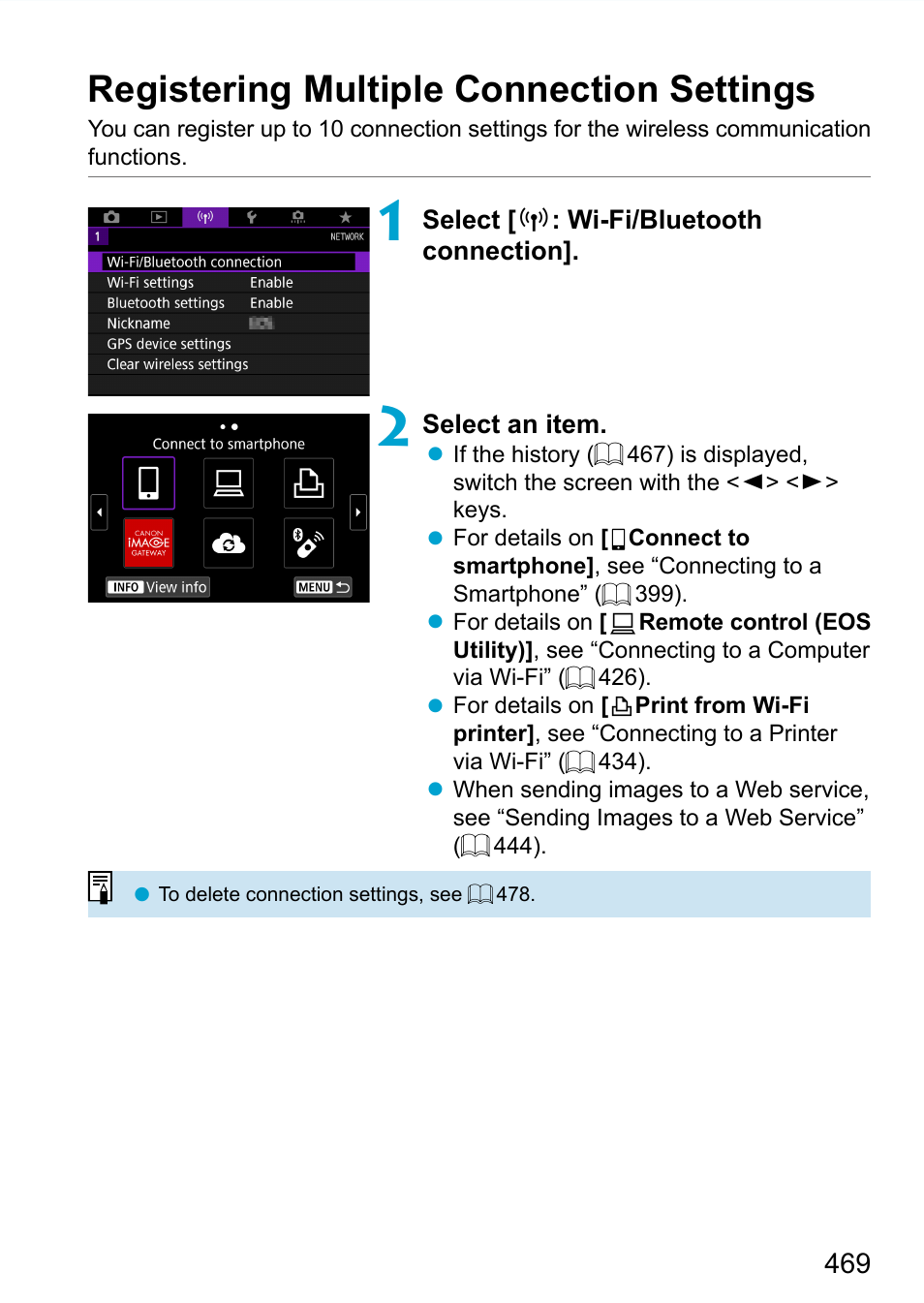 Registering multiple connection settings | Canon EOS 90D DSLR Camera with 18-135mm Lens User Manual | Page 469 / 646