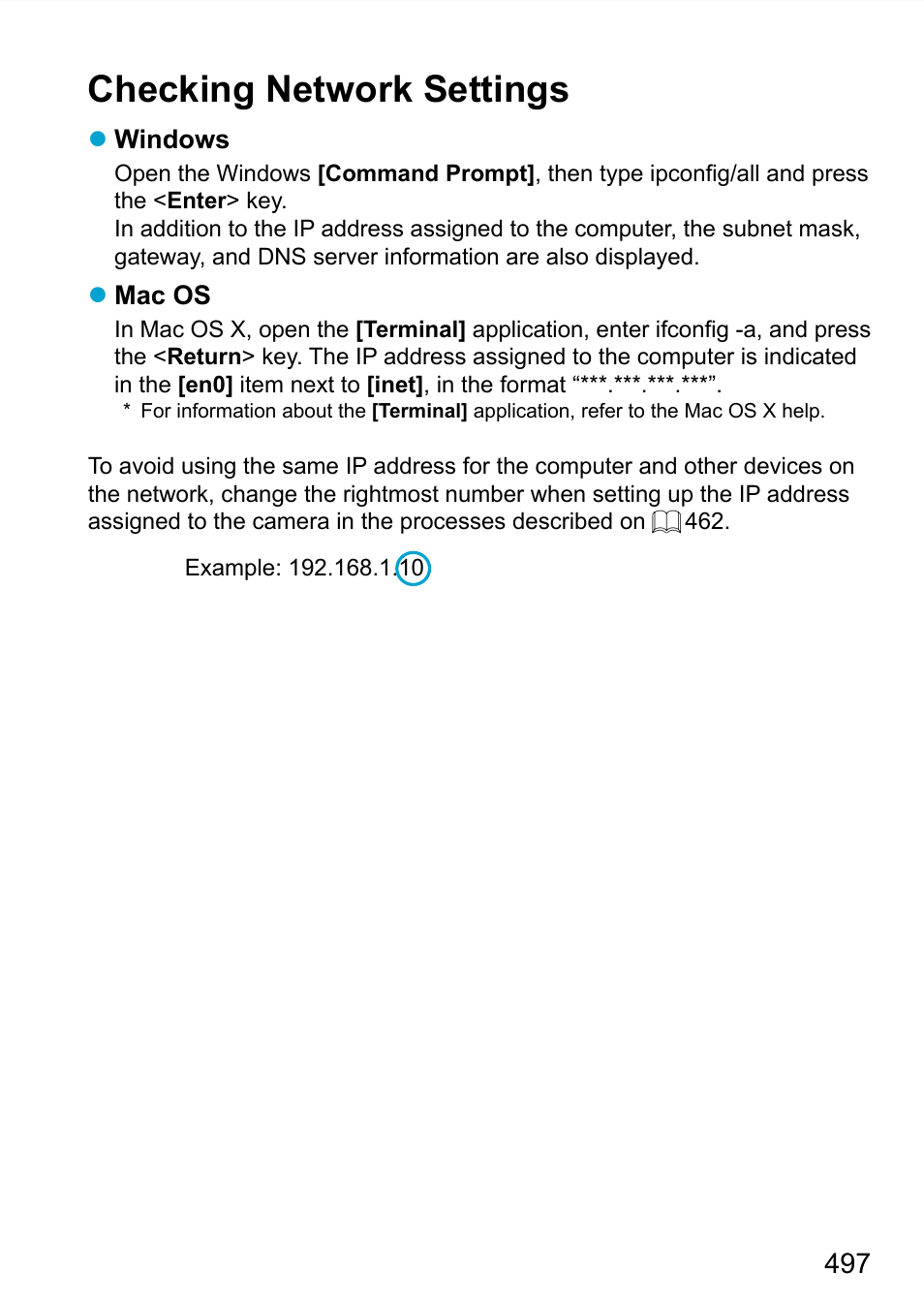 Checking network settings | Canon EOS 90D DSLR Camera with 18-135mm Lens User Manual | Page 497 / 646