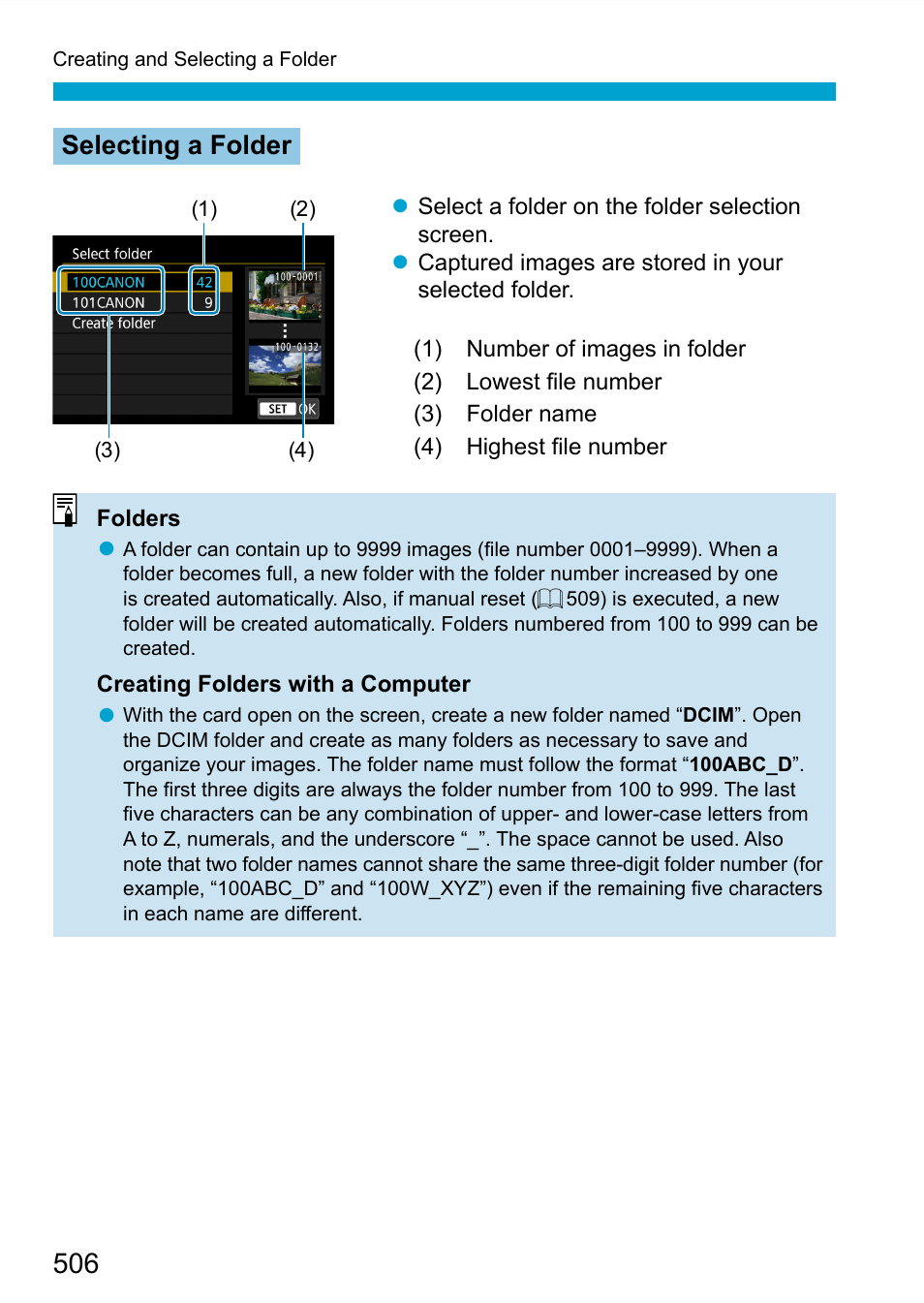 Selecting a folder | Canon EOS 90D DSLR Camera with 18-135mm Lens User Manual | Page 506 / 646