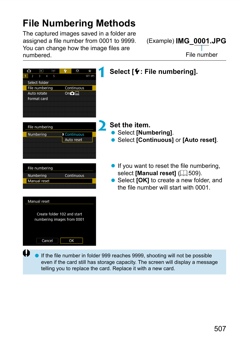 File numbering methods | Canon EOS 90D DSLR Camera with 18-135mm Lens User Manual | Page 507 / 646