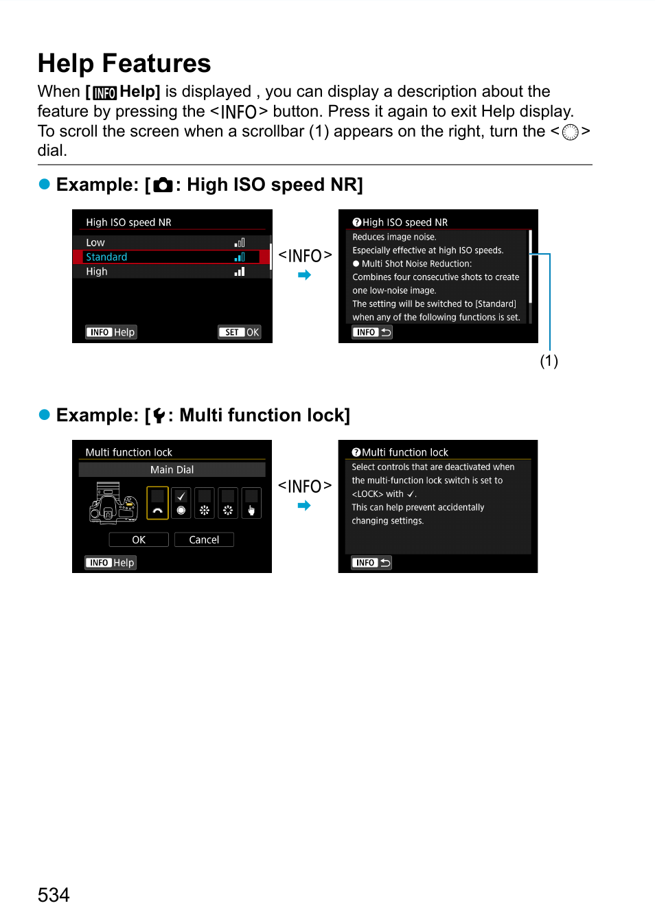 Help, Help features | Canon EOS 90D DSLR Camera with 18-135mm Lens User Manual | Page 534 / 646